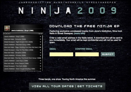 NIN JA Free Mp3s on the NIN|JA site